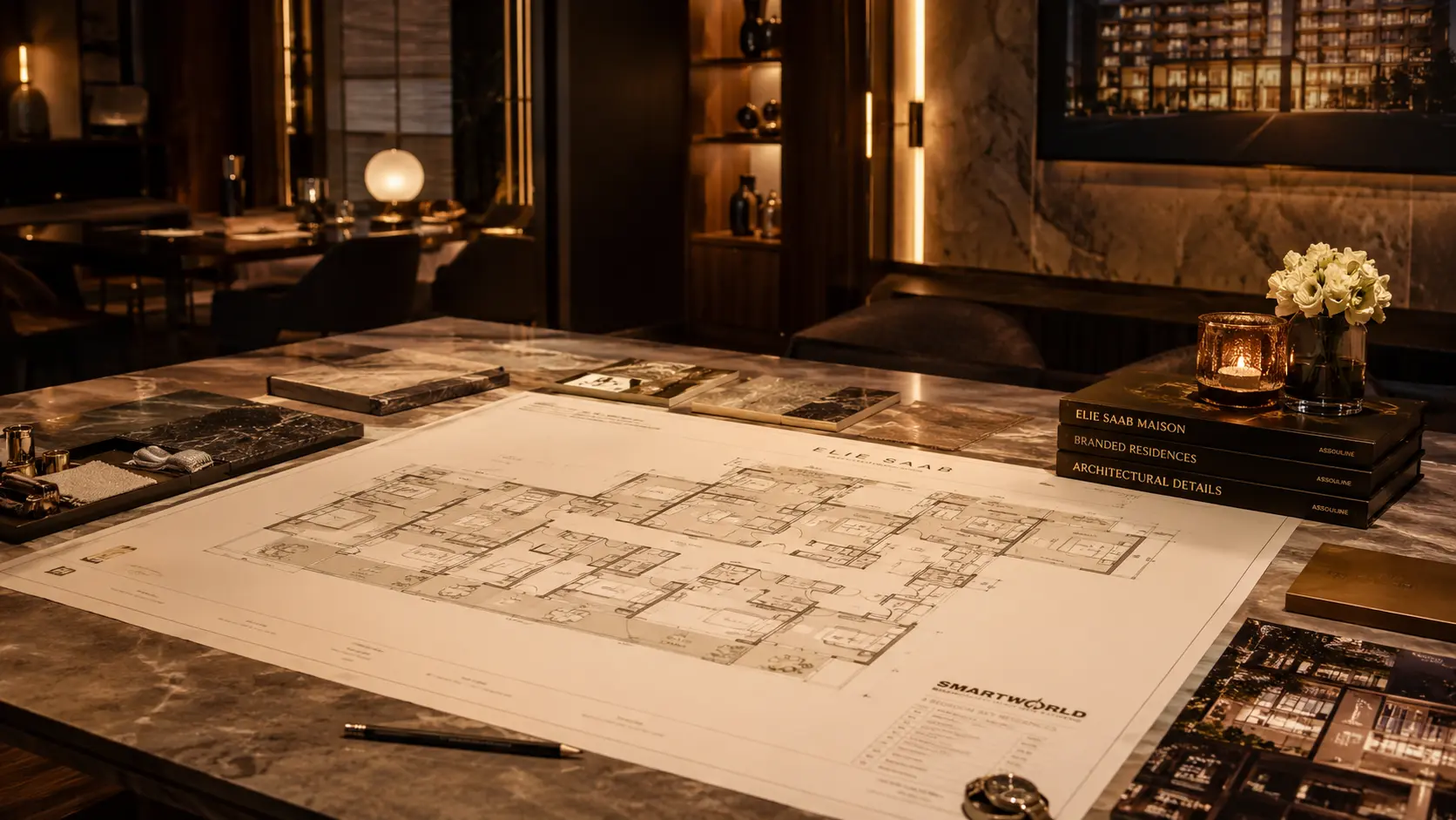 4 bedroom couture residence architectural layout presentation with bespoke luxury planning and private branded residence detailing.