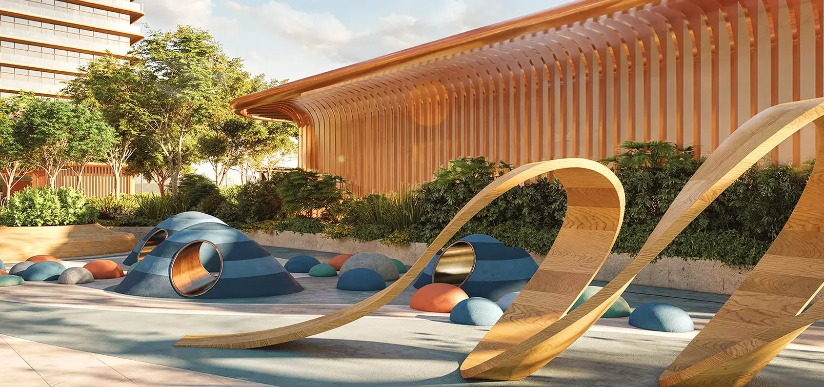 Luxury family pavilion and recreation spaces designed for children within Smartworld ELIE SAAB branded residences Noida.