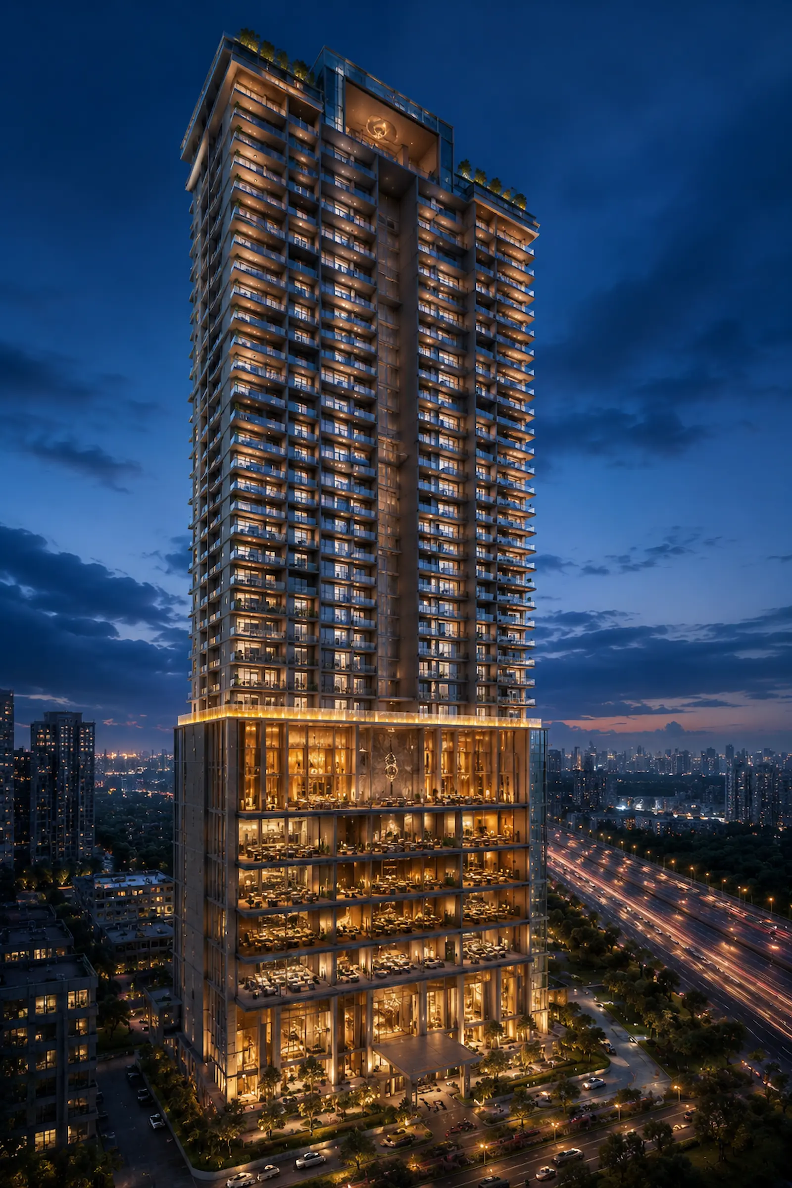 Taj Skyscape Serviced Apartments Noida showing vertically segregated Taj Hotel floors and private branded residences in Sector 129 Noida.
