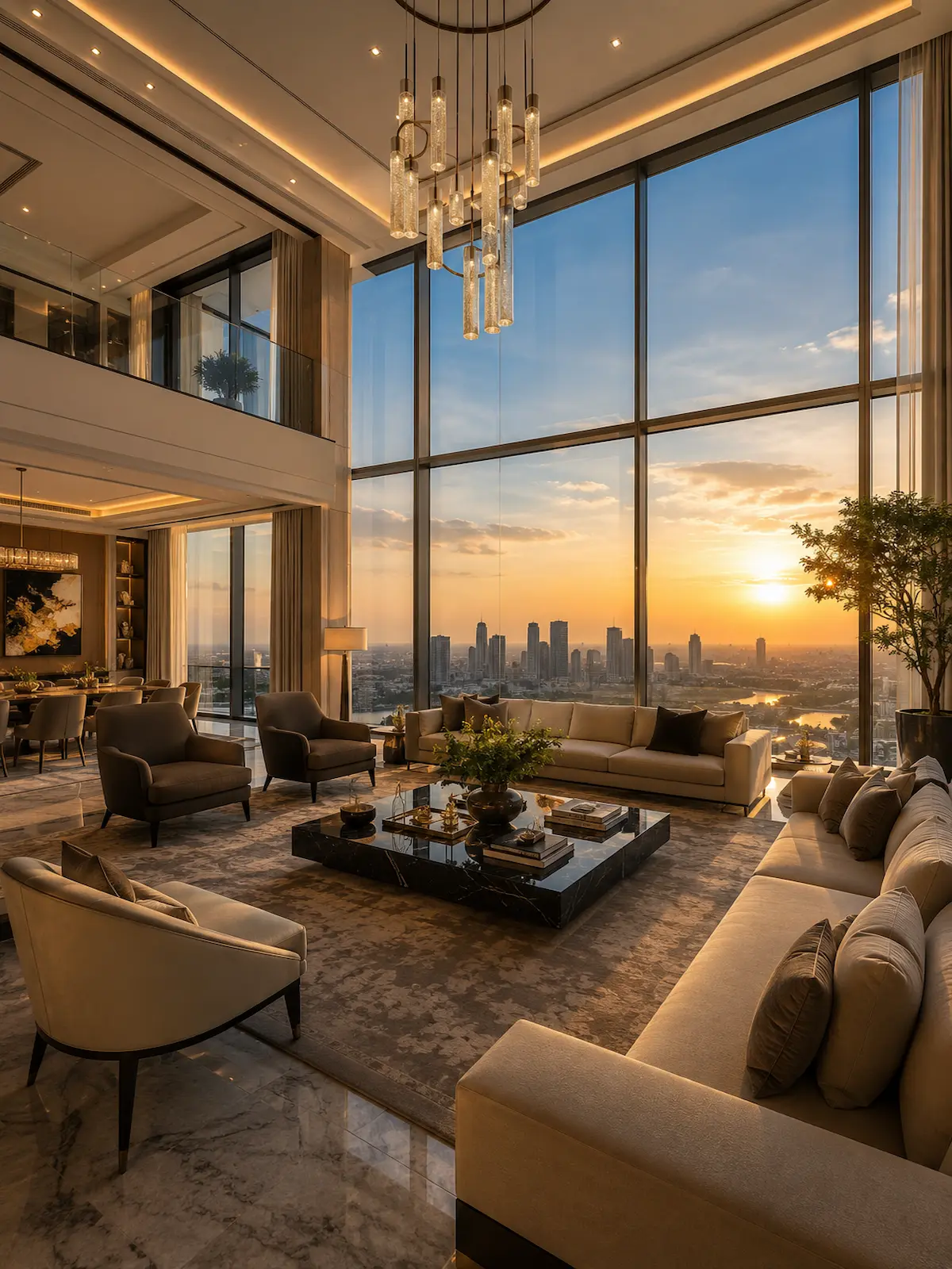 Trump Towers Noida luxury double-height residence with floor-to-ceiling glass and skyline views